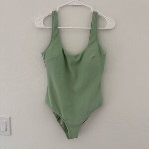 Women’s Light Green Ribbed Seersucker One Piece Swimsuit - Medium